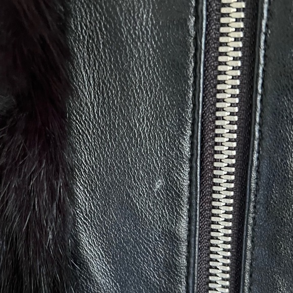 Bebe Black Zip Front Leather Rabbit Fur Coat NWT Medium - Picture 14 of 14